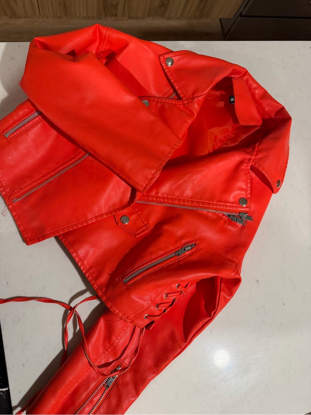 Patent leather red jacket
